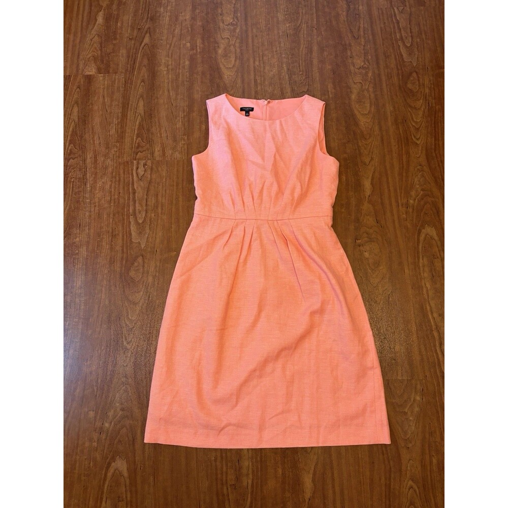 Talbots NWT Linen Blend Sleeveless Pleated Sheath Dress Peach Coral Size 4P